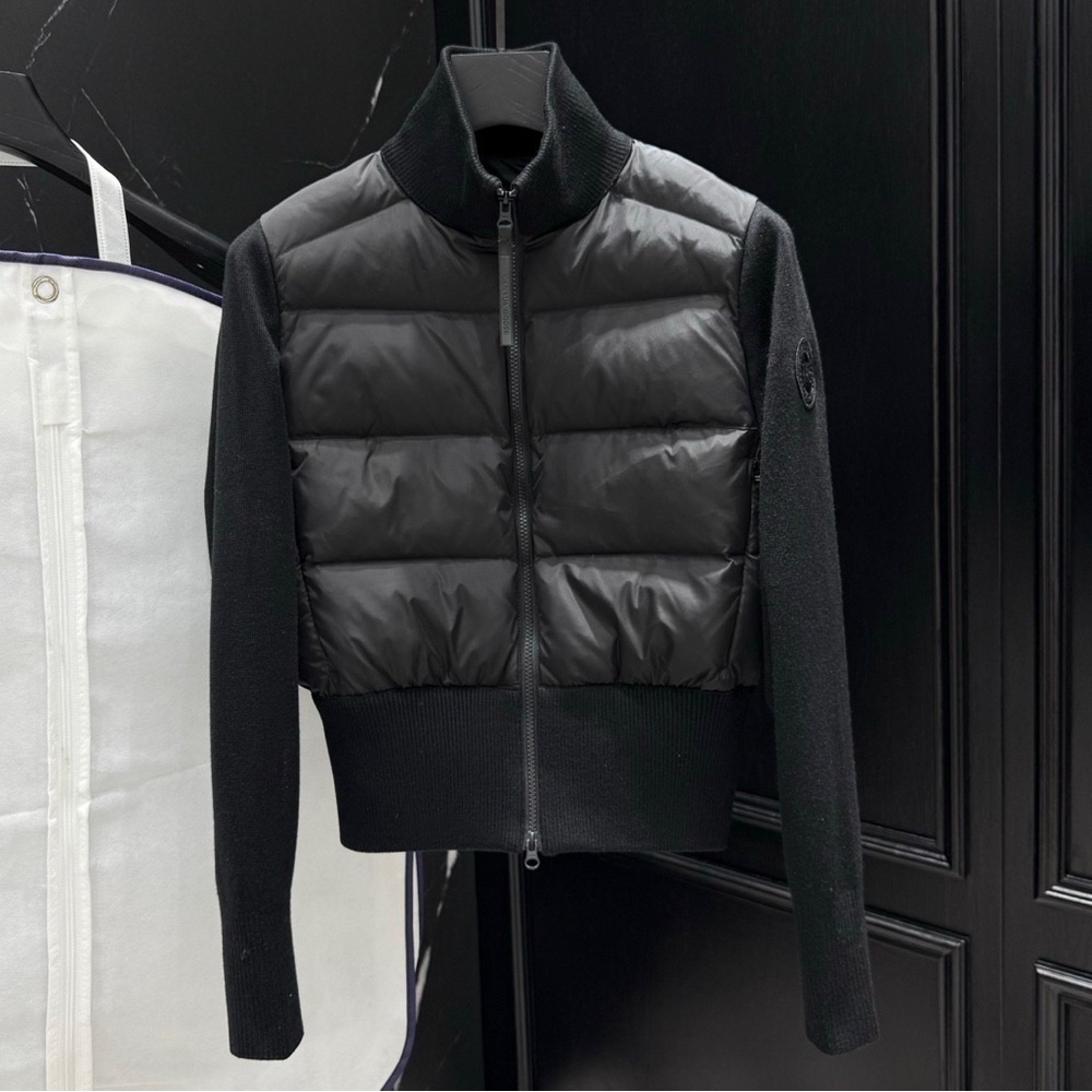 Canada Goose Black Puffer Jacket with Knit Sleeves